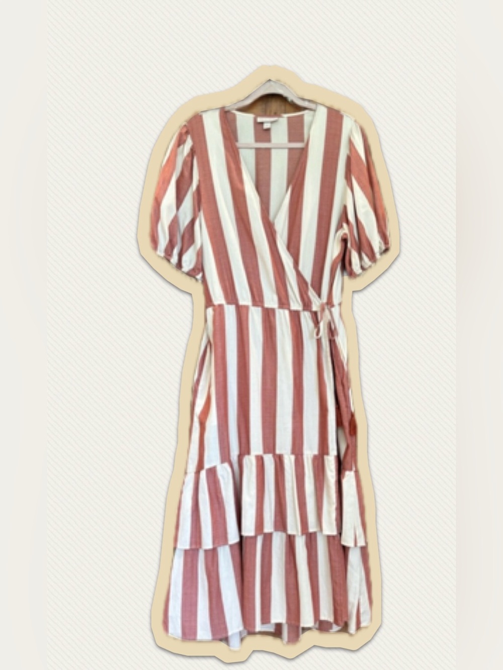 Striped Wrap Dress in Rust and White